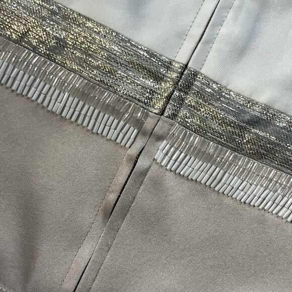 St. John Women Size 6 Limestone White Gold Hand Beaded Shimmer Silk Lined Jacket - Picture 9 of 12